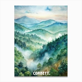 Corbett National Park Watercolor Painting Canvas Print