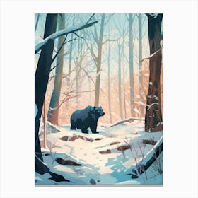 Winter Black Bear 1 Illustration Canvas Print