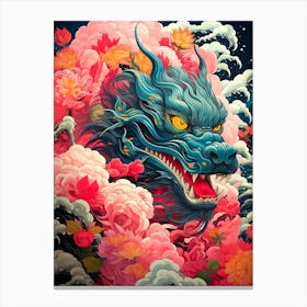 Dragon With Flowers Canvas Print