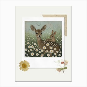 Scrapbook Deer And Bunnies Fairycore Painting 2 Canvas Print