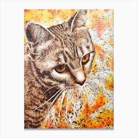 Gray Tabby Cat on Yellow and Orange Canvas Print