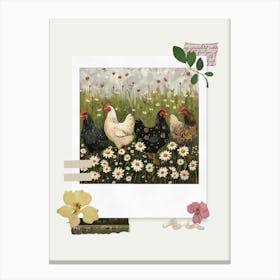 Scrapbook Chickens Fairycore Painting 4 Canvas Print