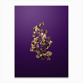 Gold Botanical Spathula Leaved Thorn Flower on Royal Purple Canvas Print