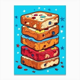 Stack Of Fruit Cake Pop Art Cartoon Canvas Print