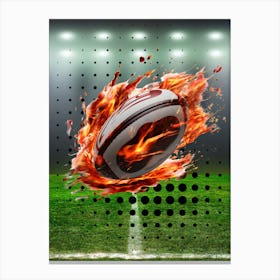 Rugby Ball On Fire Canvas Print