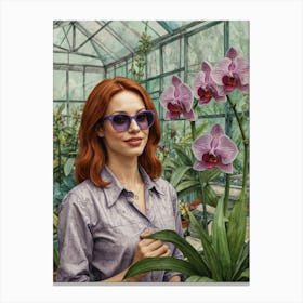 Orchids In A Greenhouse 1 Canvas Print