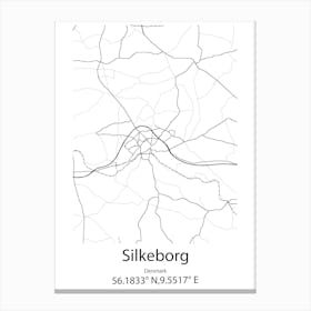 Silkeborg,Denmark Minimalist Map Canvas Print