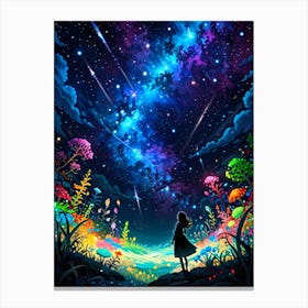 Girl In The Night Sky Canvas Print