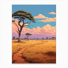 Savanna Landscape Pixel Art 2 Canvas Print