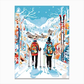 Aspen Snowmass   Colorado Usa, Ski Resort Illustration 2 Canvas Print