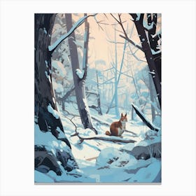 Winter Squirrel 2 Illustration Canvas Print