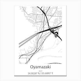 Oyamazaki,Japan Minimalist Map Lienzos