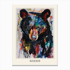 Black Bear Colourful Watercolour 4 Poster Canvas Print