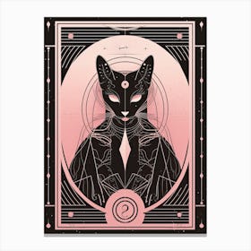 The High Priestess Tarot Card, Black Cat In Pink 2 Canvas Print