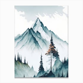 Mountain And Forest In Minimalist Watercolor Vertical Composition 167 Canvas Print