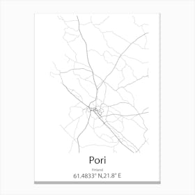 Pori,Finland Minimalist Map Canvas Print