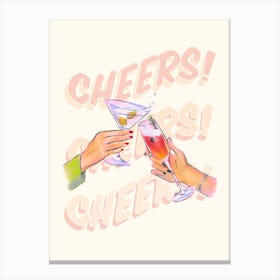 Cheers Cocktail Illustration Bar Cart Canvas Print