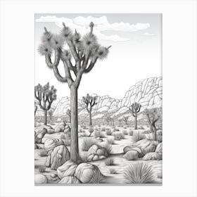  Detailed Drawing Of A Joshua Trees At Dusk In Desert 3 Canvas Print