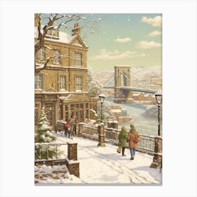 Vintage Winter Illustration Bristol United Kingdom Canvas Print