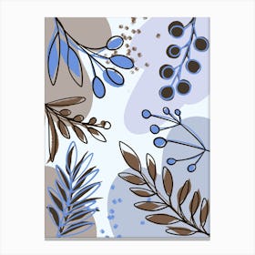 Blue And Brown Leaves Canvas Print