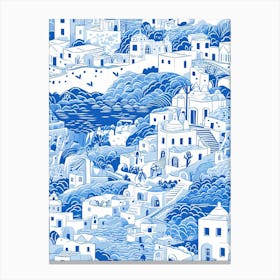 Mykonos Greece, Inspired Travel Pattern 2 Canvas Print