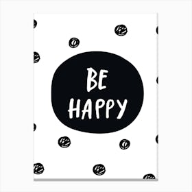 Be Happy Polka Dot Scandi Style Kids Canvas Print