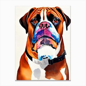 Boxer 4 Watercolour dog Canvas Print