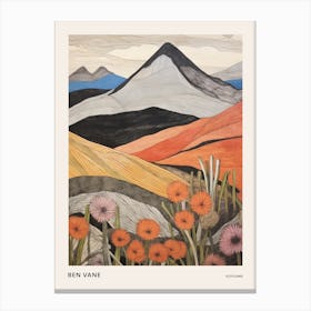 Ben Vane Scotland Colourful Mountain Illustration Poster Canvas Print
