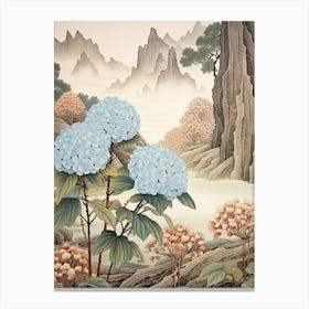 Ajisai Hydrangea 1 Japanese Botanical Illustration Canvas Print