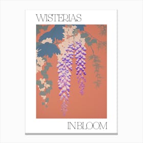 Wisterias In Bloom Flowers Bold Illustration 3 Canvas Print