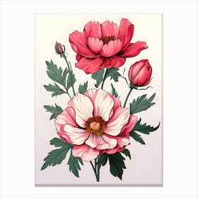 Pink Poppy Flowers Canvas Print