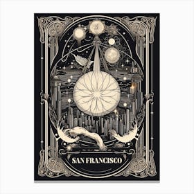 San Francisco, United States, Tarot Card Travel  Line Art 3 Canvas Print