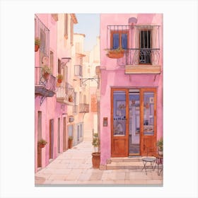 Alicante Spain 1 Vintage Pink Travel Illustration Canvas Print
