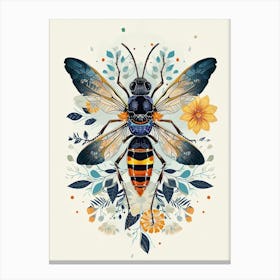 Colourful Insect Illustration Yellowjacket 5 Canvas Print