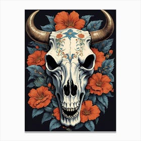 Floral Bison Skull (18) Canvas Print