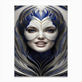 Rostro Mujer Con Mascara Carnaval Canvas Print