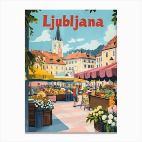 Aihrgdesign A 1970s Inspired Travel Poster For Ljubljana 1 Canvas Print