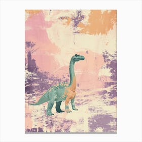 Muted Pastels Dinosaur Lilac 3 Canvas Print