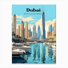 Dubai United Arab Emirates Skyscraper Skyline Travel Illustration Canvas Print