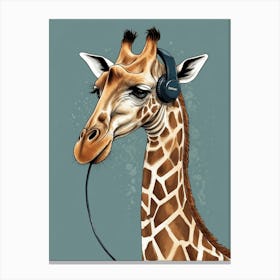 Giraffe With Headphones Canvas Print Canvas Print