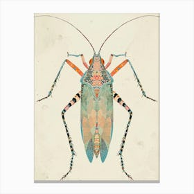 Colourful Insect Illustration Katydid 13 Canvas Print