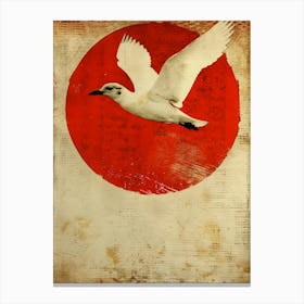 Japanese Seagull In Flight Canvas Print