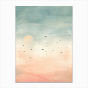 Sunset With Birds Canvas Print