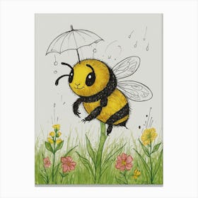 Bee In The Rain Canvas Print