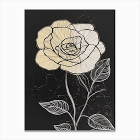 Line Art Roses Flowers Illustration Neutral 13 Canvas Print