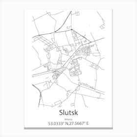 Slutsk,Belarus Minimalist Map Canvas Print