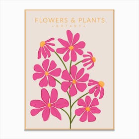 Hot Pink Flowers Botany Canvas Print