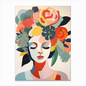 Woman With Flowers On Her Head 3 Canvas Print