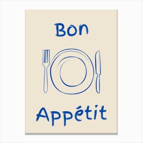 Bon Appetit Blue Poster Canvas Print