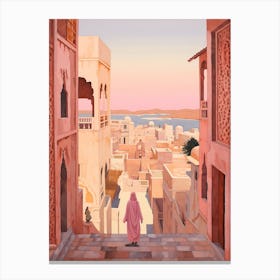 Rabat Morocco 2 Vintage Pink Travel Illustration Canvas Print